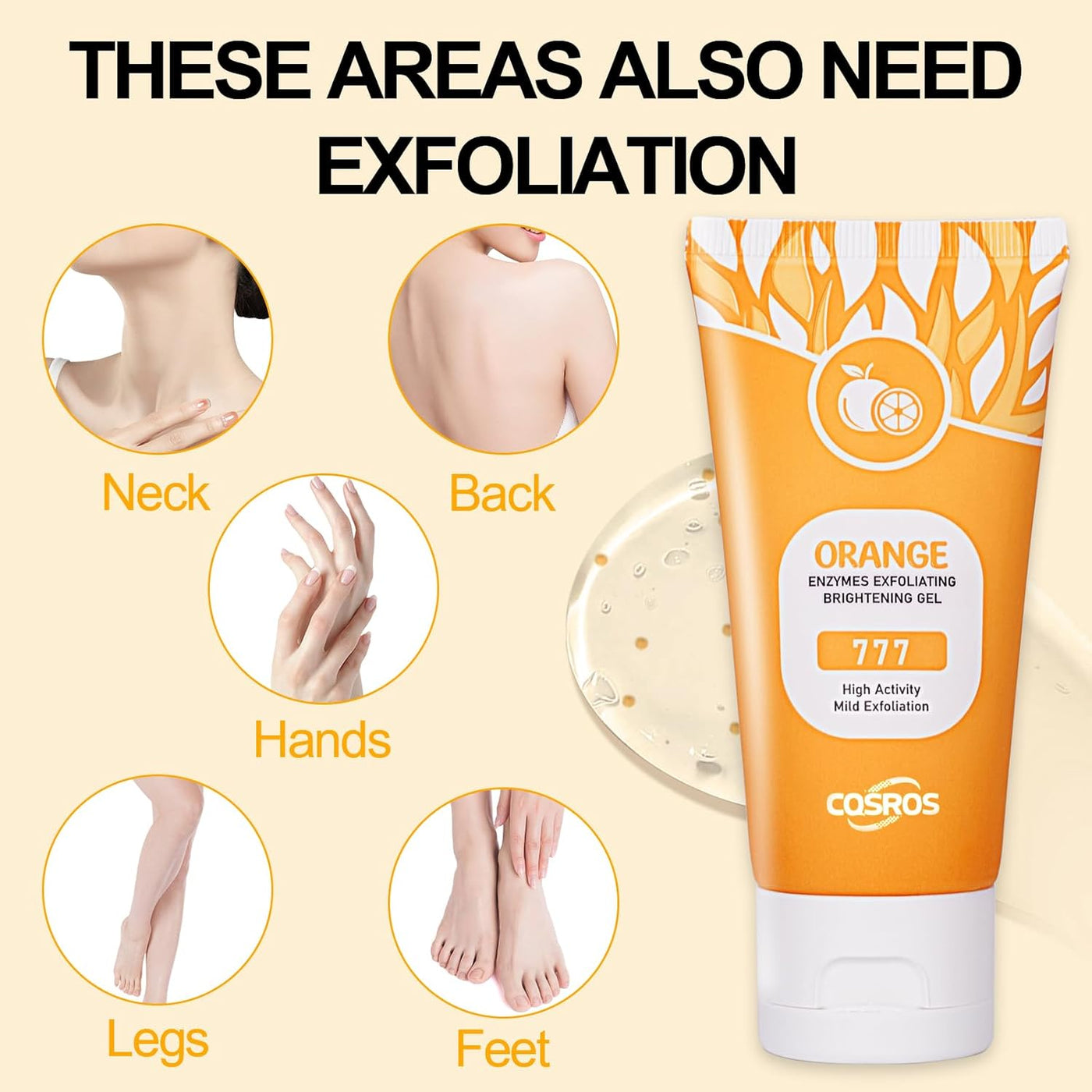 Orange Exfoliating Gel Scrub for Face and Body, Orange Peeling Gel, Deep Clean Pores, Remove Black