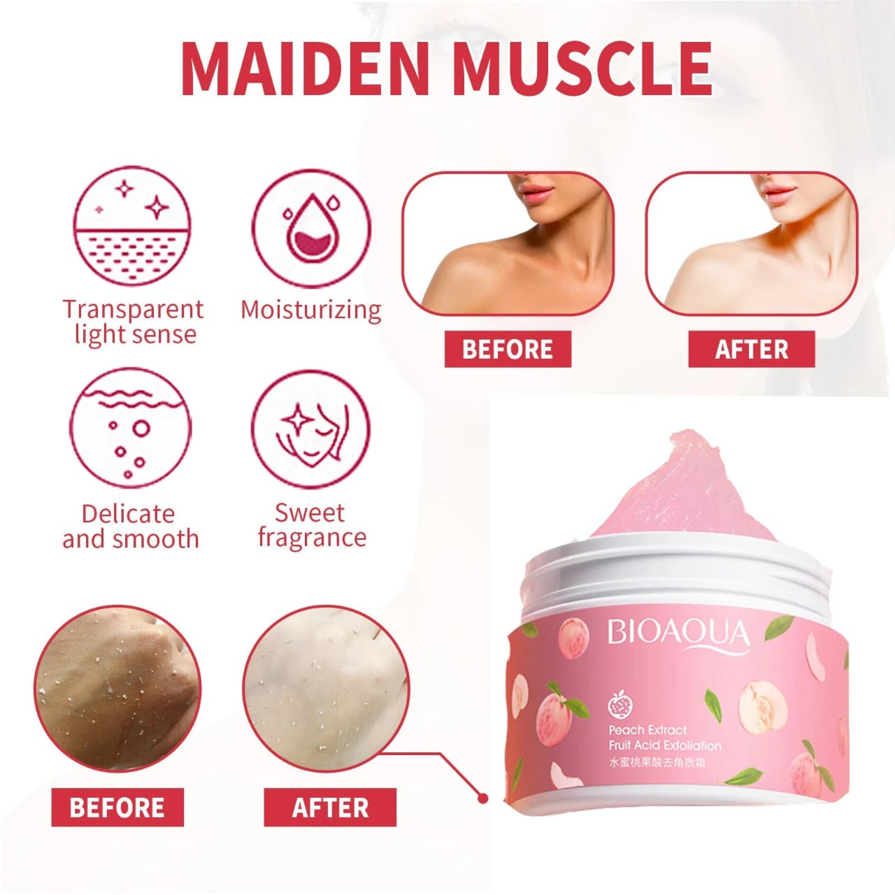 BIOAQUA Peach Extract Exfoliating Face Gel Glowing Moisturizing Peach Gel