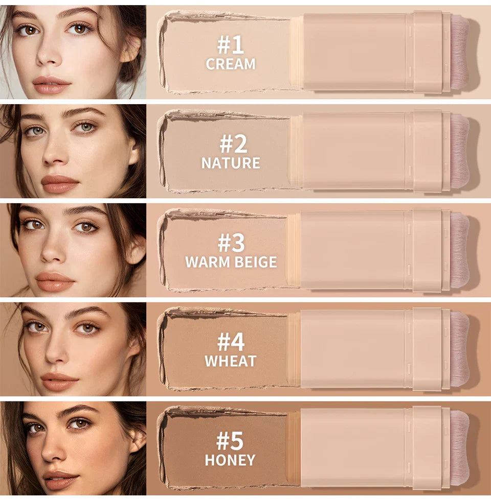 Matte Waterproof Skin Tint Foundation Stick with Brush Multi Use