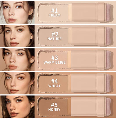 Matte Waterproof Skin Tint Foundation Stick with Brush Multi Use